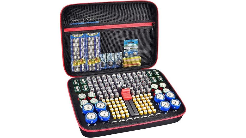 battery storage case with tester