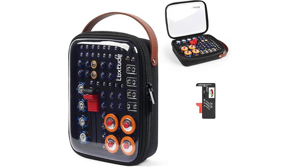 battery storage organizer with tester