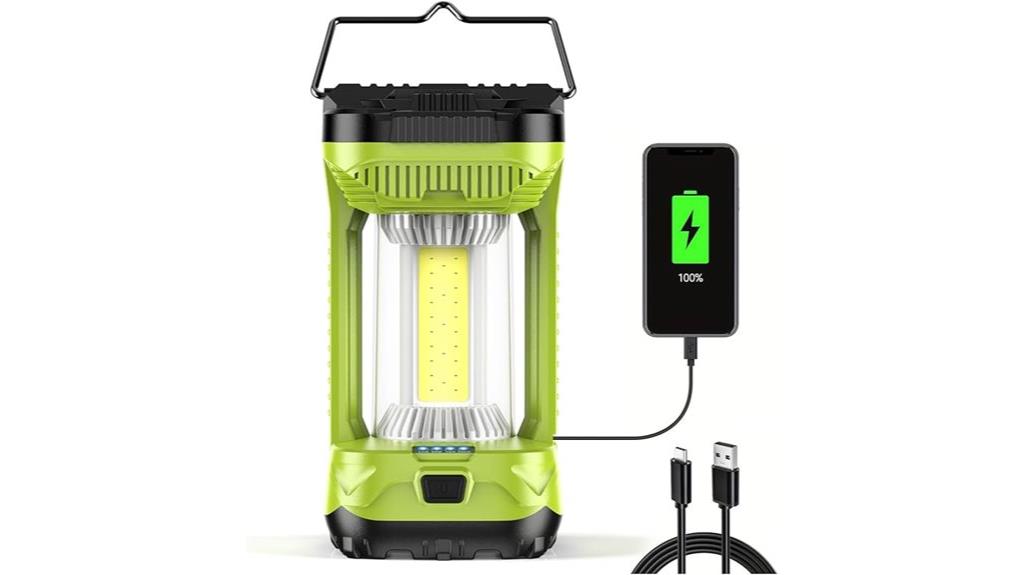 bright green camping lantern