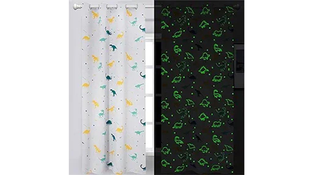 dinosaur glow in dark curtains