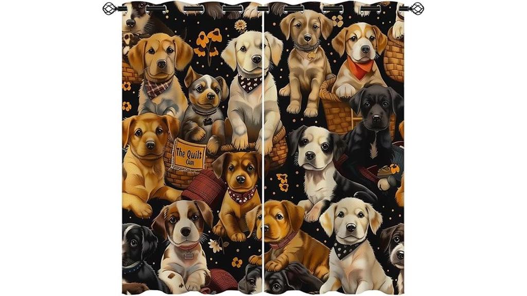 dog themed blackout curtains
