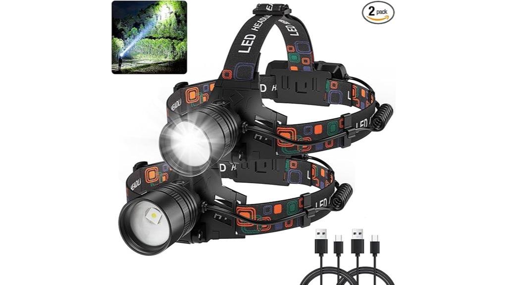 dual rechargeable headlamps 99000 lumens