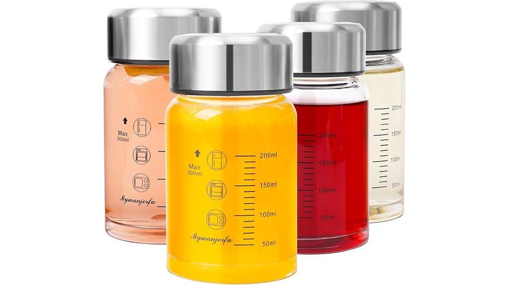 four 10 oz glass bottles