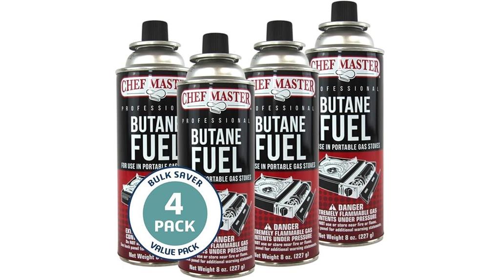 four 8oz butane canisters