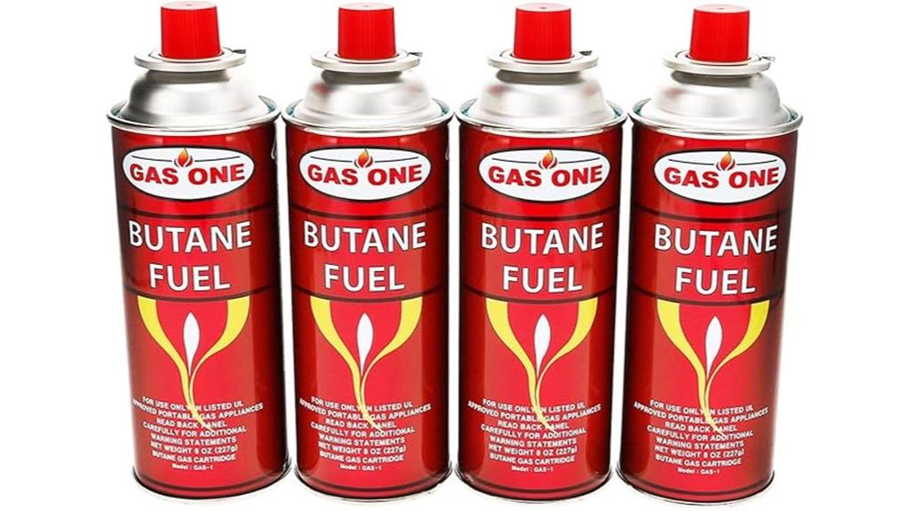 four pack camping fuel canisters