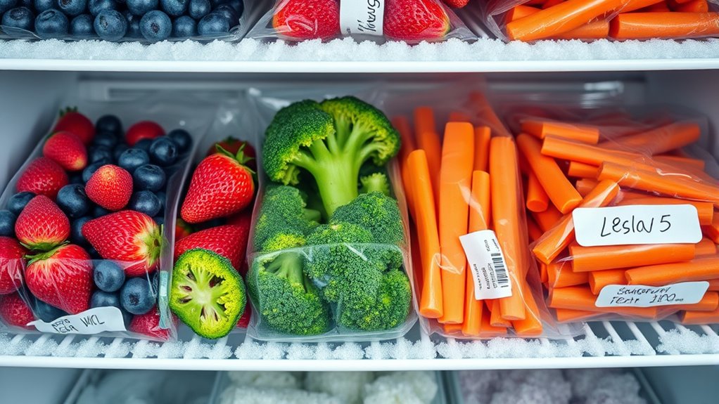 fruits and vegetables freeze durations