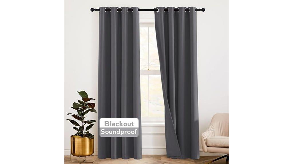 gray soundproof curtain pair