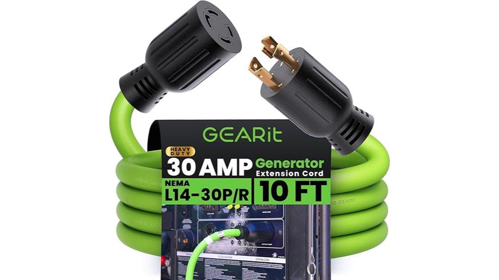 green 10 foot generator cord