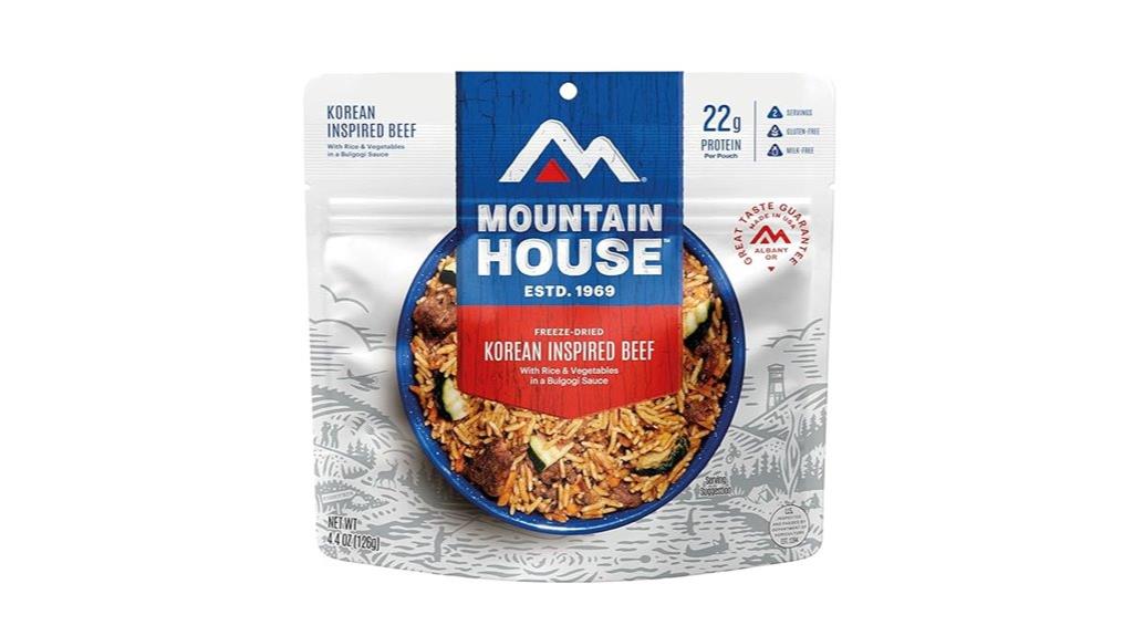 korean style beef backpacking meal