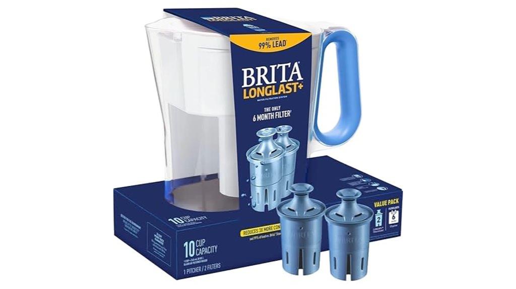 large blue water pitcher