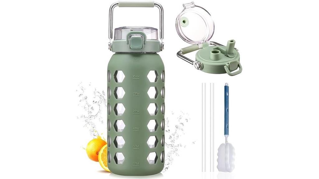 large glass water bottle