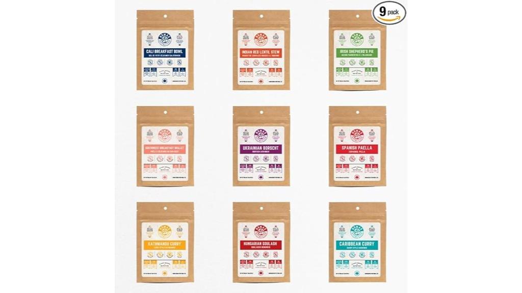 nine freeze dried meal sampler