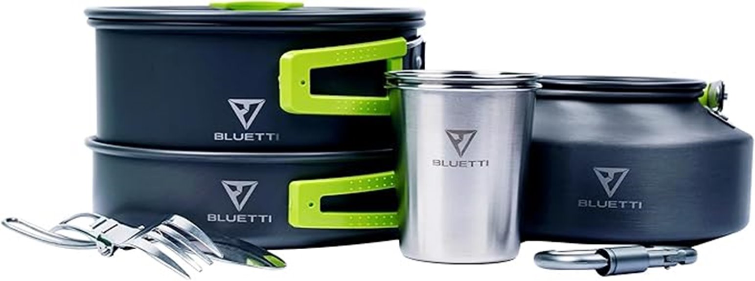 nine piece camping cookware set